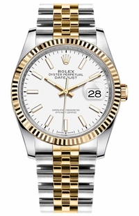 Rolex Datejust 36 White Index Dial Jubilee Bracelet Unisex Watch 126233-0019