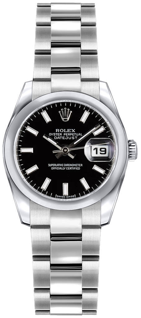 ROLEX デイトジャスト レディース 179160 ブラック 26mm 179160 Rolex Lady-Datejust 26 Black Dial Womens Watch