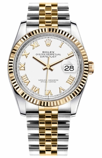 Rolex Datejust 36 White Roman Numeral Dial Unisex Watch 126233-0029