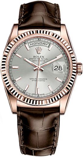 118135-RHOSL Rolex Day-Date 36 Rhodium Dial Watch