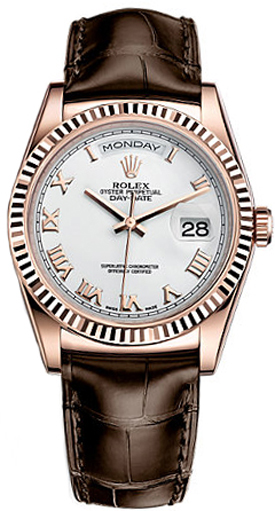 118135-WHTRL Rolex Day-Date 36 White Dial Watch