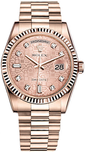 118235-PNKDP Rolex Day-Date 36 Solid 18K Rose Gold Watch
