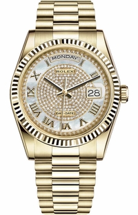 Rolex Day-Date 36 Automatic Solid 18k Gold Diamond Watch 118238-0123