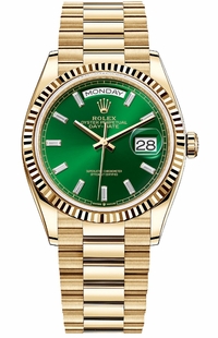 Rolex Day-Date 36 Bight Green Diamond Dial Unisex Watch 128238-0130