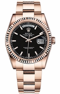 Rolex Day-Date 36 Black Dial Gold Watch 118235-0059