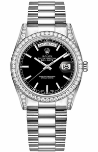 Rolex Day-Date 36 Black Dial President Bracelet Watch 118389-0061