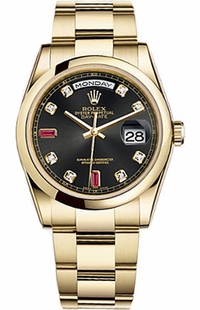 Rolex Day-Date 36 Black Dial Watch 118208-0322