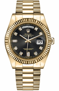 Rolex Day-Date 36 Black Diamond Dial Solid Gold Watch 118238-0076
