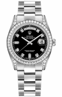 Rolex Day-Date 36 Black Diamond Gold Watch 118389-0027