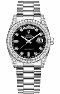 Rolex Day-Date 36 Black Diamond White Gold Watch 118389-0013
