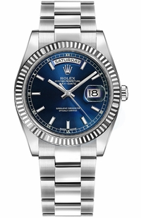 Rolex Day-Date 36 Blue Dial Oyster Bracelet Watch 118239-0303