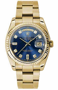 Rolex Day-Date 36 Blue Diamond Dial Watch 118238