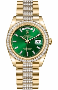 Rolex Day-Date 36 Bright Green Diamond Dial Unisex Watch 128348RBR-0079