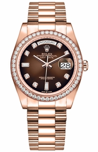 Rolex Day-Date 36 Brown Ombre Dial Women's Watch 128345RBR-0040 