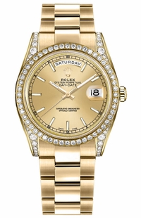 Rolex Day-Date 36 Champagne Dial Oyster Bracelet Watch 118388-0188