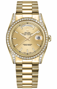 Rolex Day-Date 36 Champagne Dial President Bracelet Gold Watch 118388-0046