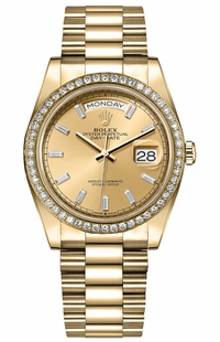 Rolex Day-Date 36 Champagne Dial Yellow Gold Unisex Watch 128348RBR-0080