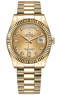 Rolex Day-Date 36 Champagne Diamond Dial Women's Watch 128238-0008