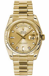 Rolex Day-Date 36 Champagne Diamond Gold Watch 118238-0116