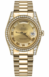 Rolex Day-Date 36 Champagne Diamond Gold Watch 118388-0015