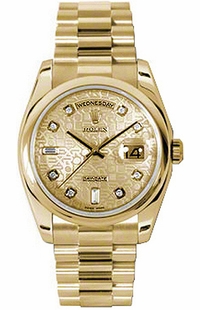 Rolex Day-Date 36 Champagne Diamond Jubilee Dial Watch 118208-0109