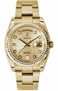 Rolex Day-Date 36 Champagne Jubilee Diamond Oyster Bracelet Watch 118238-0200