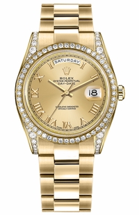 Rolex Day-Date 36 Champagne Roman Numeral Gold Watch 118388-0189