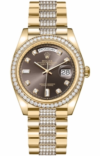 Rolex Day-Date 36 Dark Grey Diamond Dial Unisex Watch 128348RBR-0007