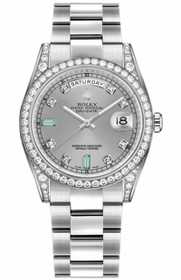 Rolex Day-Date 36 Diamond Emerald Gold Watch 118389-0124