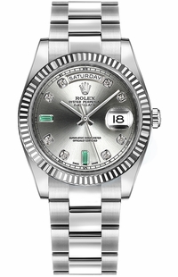 Rolex Day-Date 36 Diamond Emeralds Gold Watch 118239-0271