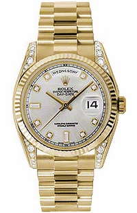 Rolex Day-Date 36 Diamond Gold Watch 118338