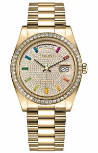 Rolex Day-Date 36 Diamond Paved Sapphire Dial Unisex Watch 128348RBR-0030