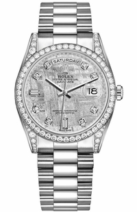 Rolex Day-Date 36 Diamond White Gold President Bracelet Watch 118389-0102