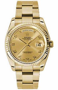 Rolex Day-Date 36 Fluted Bezel Oyster Bracelet Watch 118238