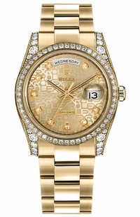 Rolex Day-Date 36 Gold Diamond Swiss Watch 118388