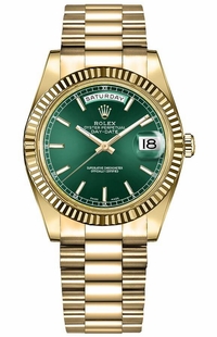 Rolex Day-Date 36 Green Dial Solid Gold Watch 118238-0419