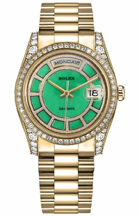 Rolex Day-Date 36 Green Dial Yellow Gold Watch 118388-0157