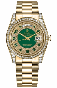 Rolex Day-Date 36 Green Diamond Dial Swiss Watch 118388-0053