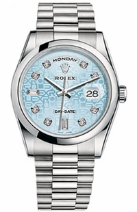 Rolex Day-Date 36 Ice Blue Diamond Platinum Watch 118206-0017