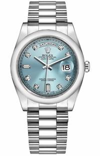 Rolex Day-Date 36 Ice Blue Diamond Platinum Watch 118206-0036