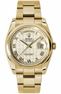Rolex Day-Date 36 Ivory Dial Gold Watch 118208
