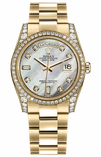 Rolex Day-Date 36 Mother of Pearl Diamond Dial Oyster Bracelet Watch 118388-0119