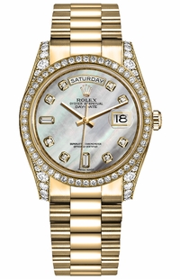 Rolex Day-Date 36 Mother of Pearl Diamond Dial President Bracelet Watch 118388-0018