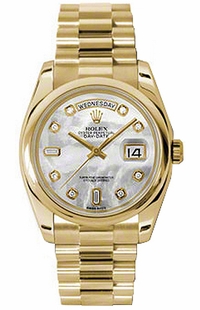 Rolex Day-Date 36 Mother of Pearl Diamond Solid Gold Watch 118208-0061