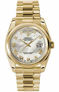 Rolex Day-Date 36 Mother of Pearl Gold Watch 118208