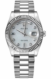 Rolex Day-Date 36 Mother of Pearl Platinum Dial Watch 118239-0277
