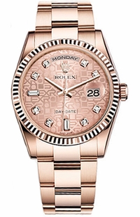 Rolex Day-Date 36 Pink Diamond Gold Watch 118235-0057