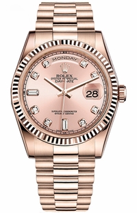 Rolex Day-Date 36 Pink Diamond Rose Gold Swiss Watch 118235-0029