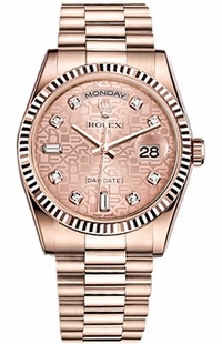 Rolex Day-Date 36 Pink Diamond Rose Gold Watch 118235-0006