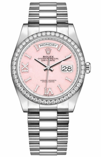 Rolex Day-Date 36 Pink Opal Diamond Women's Watch 128349RBR-0008